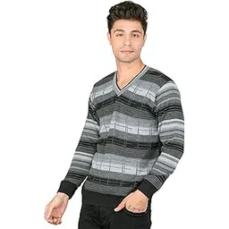 mont connett Men Woolen V-Neck Printed Self Design Pullover Heavy Rainbow Fabric Winter Wear Pure Wool Cardigan for Men Long Coaty Fully Warm Heavy Pullover Cardigans Free Sizes-picture-27