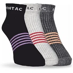 montac Comfortable Non Terry Low Ankle Socks for Men and Women | Breathable and Lightweight Ankle-Length Socks | Ideal for Sports | Casual Wear BLACK/GREY/ANTHRA Pack of 3-picture-20