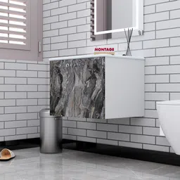 montage Wall Hanging Wash Basin with Cabinet | Waterproof Bathroom Vanity 2 Door Storage DMS00049 Under Counter Basin-picture-46