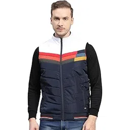 Mens Self Design Mock Neck Sleeveless Jacket (224261710)-image-29