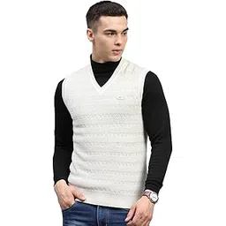 Mens Self Design V Neck Sleeveless Sweater (1243133SL)-image-36