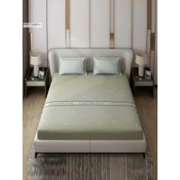 Monte Carlo Aromatic Olive Polyester 110 TC Queen Bedsheet with 2 Pillow Covers-picture-19