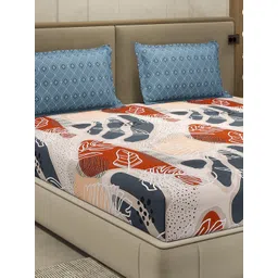 Monte Carlo Beige & Rust Printed Cotton 110 TC Queen Bedsheet Set 2.24 m x 2.54 m-picture-23