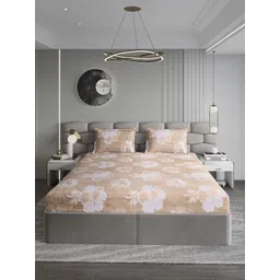 Monte Carlo Beige & White Floral 300 TC King Bedsheet with 2 Pillow Covers 393 GSM-picture-39