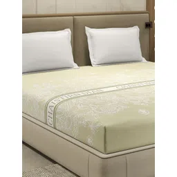 Monte Carlo Beige & White Printed Cotton 110 TC Queen Bedsheet Set 2.3 m x 2.5 m-picture-15