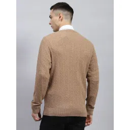 Monte Carlo Beige Regular Fit Self Pattern Pullover image 2