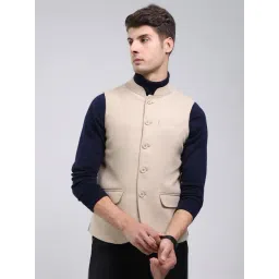 Monte Carlo Beige Regular Fit Solid Sleeveless Jacket-picture-35