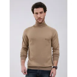 Monte Carlo Beige Wool Solid Regular Fit Pullover-picture-29