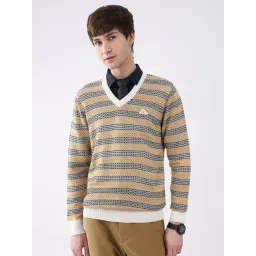 Monte Carlo Beige Woven Design Regular Fit Pullover-picture-25