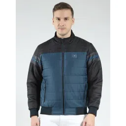Monte Carlo Black & Blue Regular Fit Colour Block Puffer Jacket-picture-35