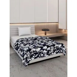 Monte Carlo Black & White Floral Printed AC Room 290 GSM Single Bed Blanket-picture-37