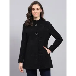 Monte Carlo Black & White Wool Self Design Coat-picture-42