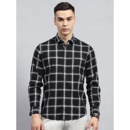 Monte Carlo Black Cotton Regular Fit Checks Shirt image 1