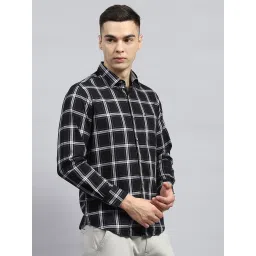 Monte Carlo Black Cotton Regular Fit Checks Shirt image 4