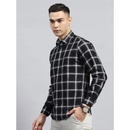 Monte Carlo Black Cotton Regular Fit Checks Shirt image 3