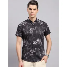 Monte Carlo Black Cotton Regular Fit Printed Shirt-picture-25