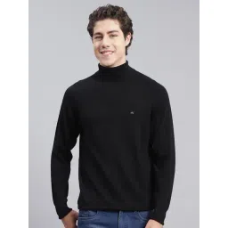 Monte Carlo Black Pure Wool Regular Fit Solid Pullover-picture-13