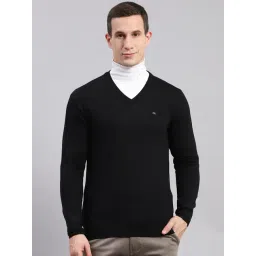 Monte Carlo Black Pure Wool Regular Fit Solid Pullover-picture-33