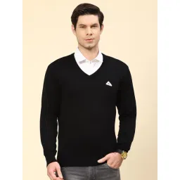 Monte Carlo Black Pure Wool Regular Fit Solid Pullover-picture-16