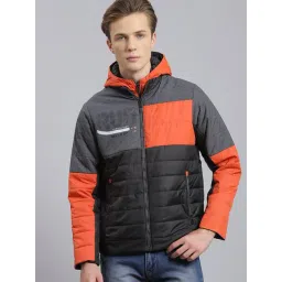Monte Carlo Black Regular Fit Colour Block Quilted Jacket-picture-39