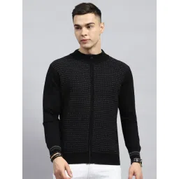 Monte Carlo Black Regular Fit Self Pattern Pullover-picture-36