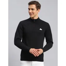 Monte Carlo Black Wool Blend Regular Fit Solid Pullover-picture-14
