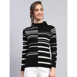 Monte Carlo Black Wool Blend Self Full Sleeve Sweater-picture-47