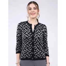 Monte Carlo Black Wool Regular Geometric Cardigan-picture-41
