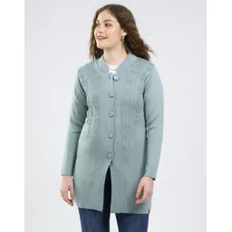 monte carlo Blend Wool Self Design Coat For Women-picture-10