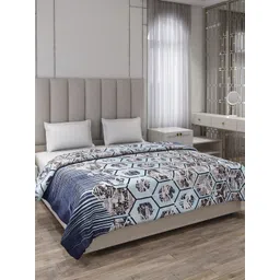 Monte Carlo Blue & Black Geometric Printed AC Room 240 GSM Double Bed Blanket-picture-24