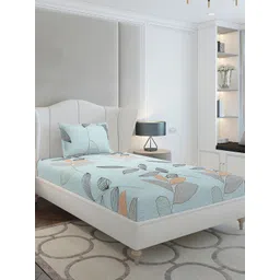 Monte Carlo Blue & Grey Floral Printed 130 TC Single Bedsheet Set 2.3 x 1.6 m-picture-23