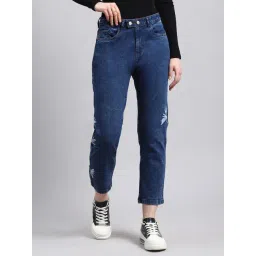 Monte Carlo Blue Cotton Printed Mid Rise Jeans-picture-23