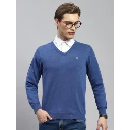 Monte Carlo Blue Cotton Regular Fit Solid Pullover-picture-42