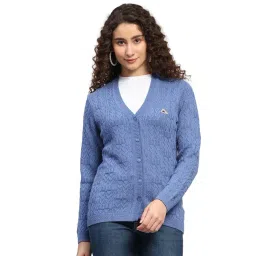 Monte Carlo Blue Regular Fit Self Design Cardigan-picture-20