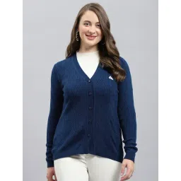 Monte Carlo Blue Regular Fit Self Pattern Cardigan-picture-26