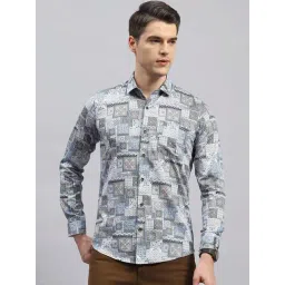 Monte Carlo Blue Slim Fit Printed Shirt-picture-11