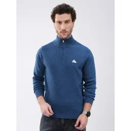 Monte Carlo Blue Solid Regular Fit Pullover-picture-26