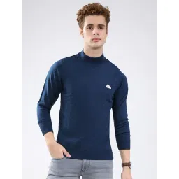 Monte Carlo Blue Solid Regular Fit Pullover-picture-38