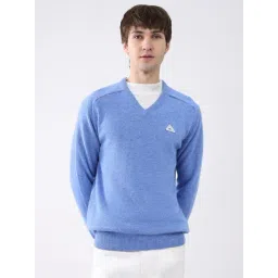 Monte Carlo Blue Solid Regular Fit Pullover-picture-29