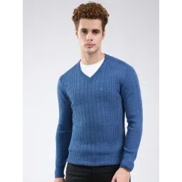 Monte Carlo Blue Wool Solid Regular Fit Pullover-picture-23