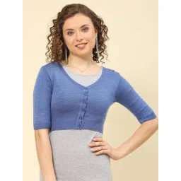 Monte Carlo Blue Wool Textured Crop Cardigan-picture-41