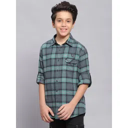 Monte Carlo Boys Classic Slim Fit Tartan Checked Casual Pure Cotton Shirt-picture-41