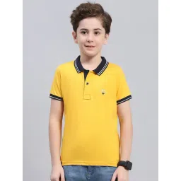 Monte Carlo Boys Mustard Printed Collar Neck Pure Cotton Polo T-Shirt-picture-13