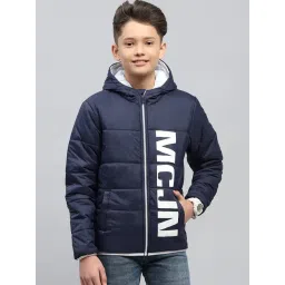 Monte Carlo Boys Navy Blue Printed Hooded Neck Nylon Blend Jacket-picture-12