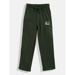 Monte Carlo Boys Olive Green Printed Detail Track Pants with Side Stripes-picture-24