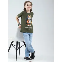 Monte Carlo Boys Olive Printed Regular Fit T-Shirt image 1