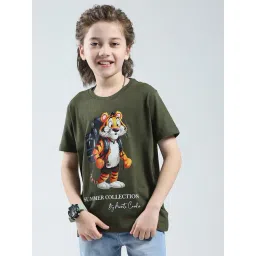 Monte Carlo Boys Olive Printed Regular Fit T-Shirt image 2