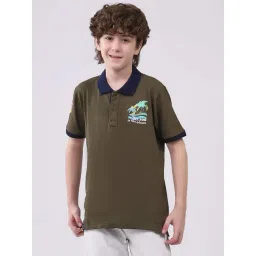 Monte Carlo Boys Olive Regular Fit Printed T-Shirt-picture-14