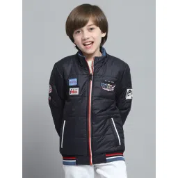 Monte Carlo Boys Printed Navy Blue Mock Neck Full Sleeve Jacket-picture-10
