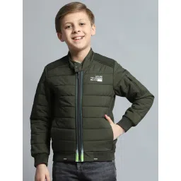 Monte Carlo Boys Printed Olive Mock Neck Full Sleeve Jacket-picture-30